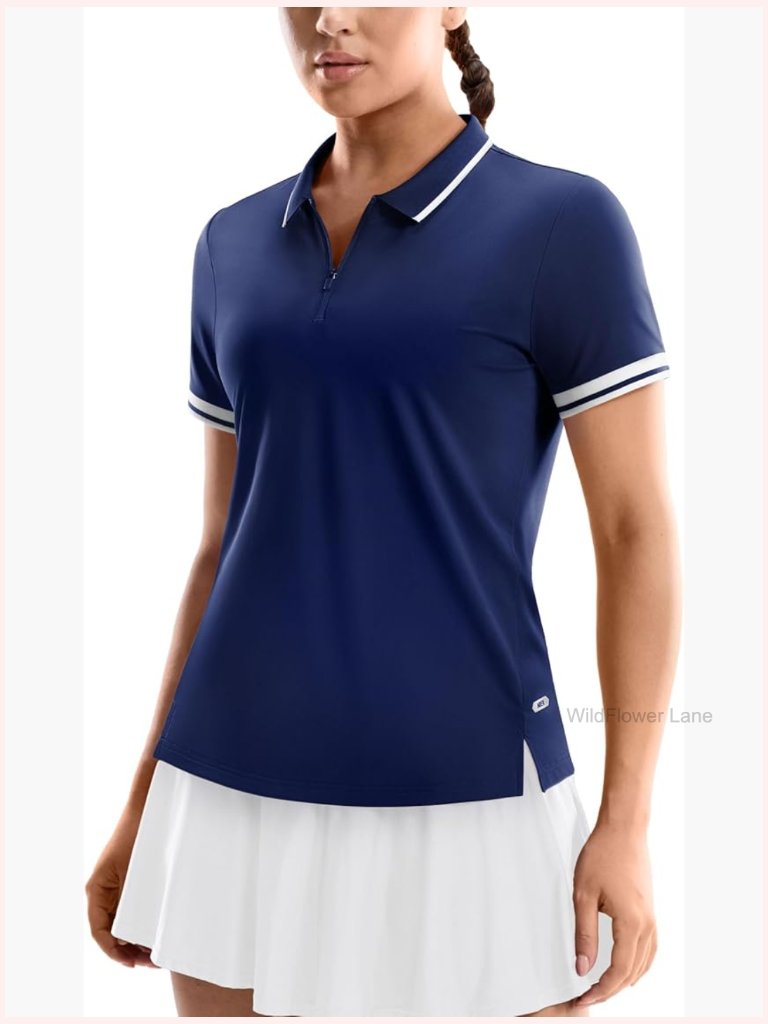 Women's Performance 1/4 Zip Golf Polo Shirt Upf 50+ Dry Fit Athletic Tennis Top